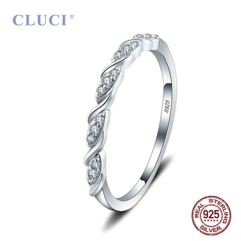 Cluci genuíno 925 prata esterlina anel redondo clássico feminino anel de casamento zircão geométrico jóias presente dos namorados dr1033sb