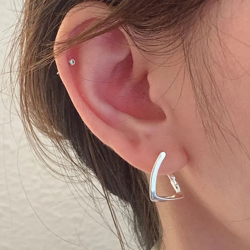 925 prata esterlina simples geométrico quadrado irregular brincos de argola para mulheres s925 festa de casamento jóias presente aretes de mujer