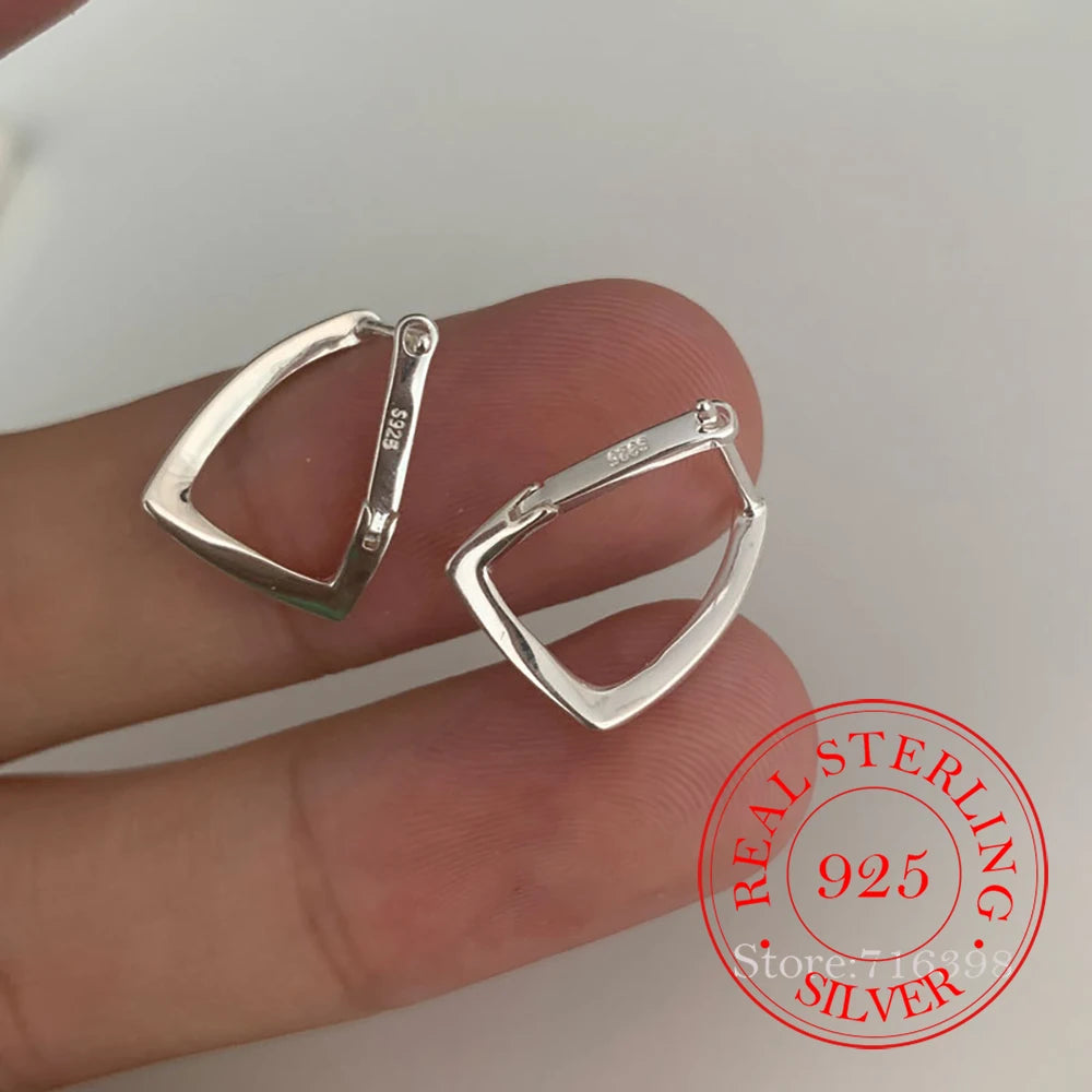 925 prata esterlina simples geométrico quadrado irregular brincos de argola para mulheres s925 festa de casamento jóias presente aretes de mujer