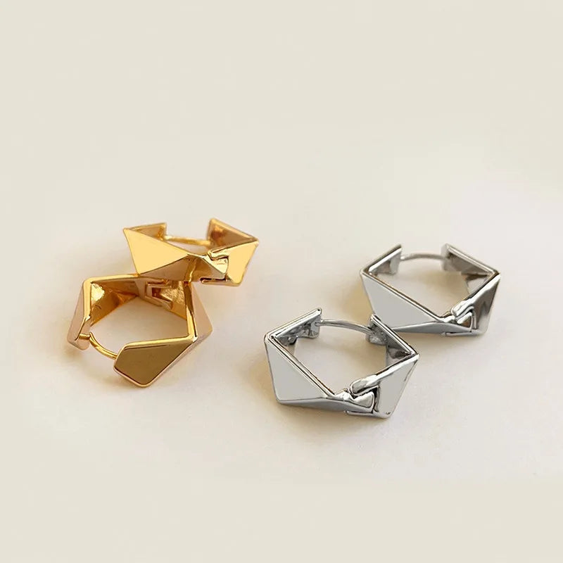925 prata esterlina irregular rhombic hoop brincos para mulher presentes de natal piercing jóias aretes de mujer festa presente