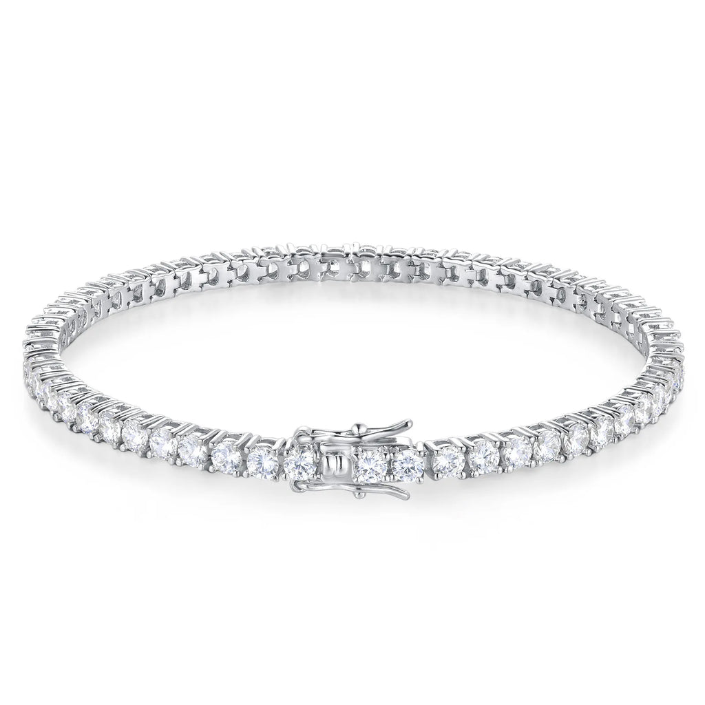 100% s925 prata esterlina 2-6mm real moissanite tênis pulseira para mulheres jóias de casamento natal presente requintado