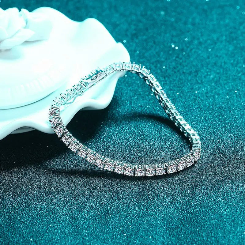 100% s925 prata esterlina 2-6mm real moissanite tênis pulseira para mulheres jóias de casamento natal presente requintado