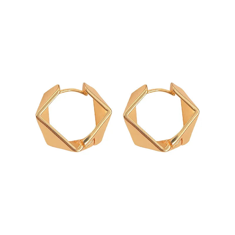 925 prata esterlina irregular rhombic hoop brincos para mulher presentes de natal piercing jóias aretes de mujer festa presente