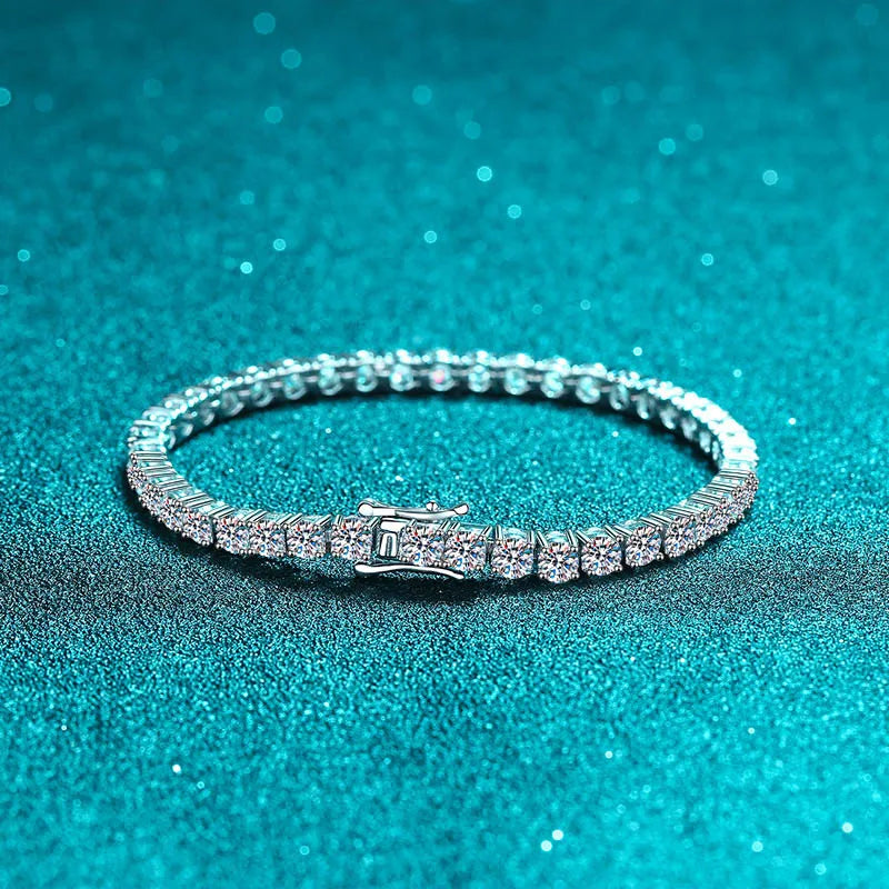 100% s925 prata esterlina 2-6mm real moissanite tênis pulseira para mulheres jóias de casamento natal presente requintado