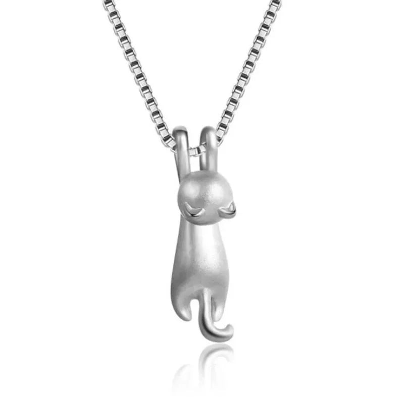 Popular 925 prata esterlina jóias moda simples animal bonito gatinho clavícula corrente pingente gato colares xl003
