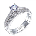 1 par vintage halo 925 prata esterlina anel de casamento conjunto para mulheres senhora presente aniversário jóias venda em massa