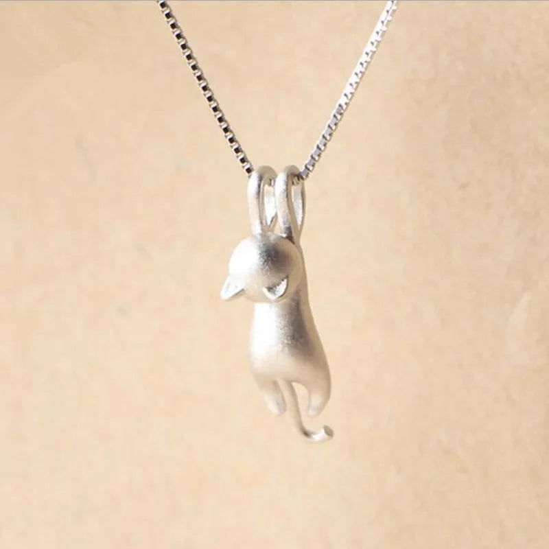 Popular 925 prata esterlina jóias moda simples animal bonito gatinho clavícula corrente pingente gato colares xl003