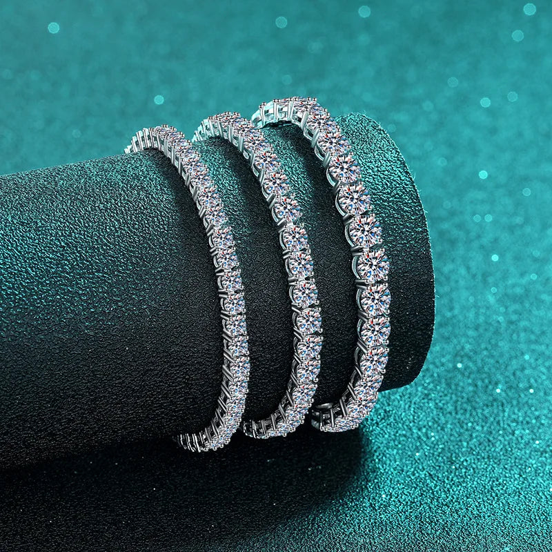 100% s925 prata esterlina 2-6mm real moissanite tênis pulseira para mulheres jóias de casamento natal presente requintado
