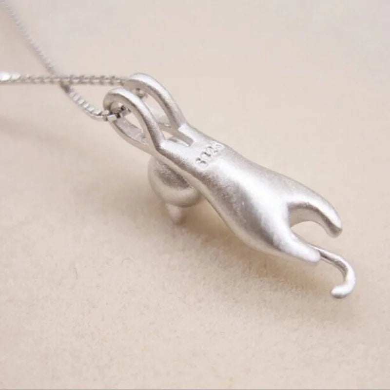 Popular 925 prata esterlina jóias moda simples animal bonito gatinho clavícula corrente pingente gato colares xl003