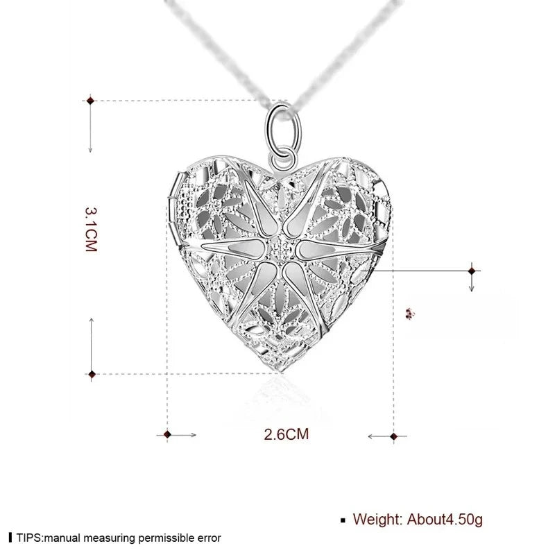 Colar com Pingente Porta-Retrato em Prata Esterlina 925, Corrente Snake de 18/20/22/24 Polegadas para Mulheres, Joia de Moda para Casamento